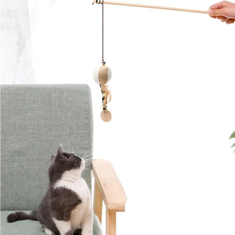 Canne à plumes en bois pour chat – photo 3