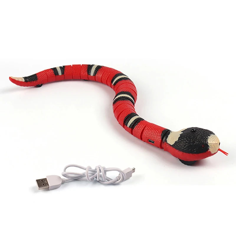 Serpent interactif automatique pour chat rechargeable USB – coloris rouge