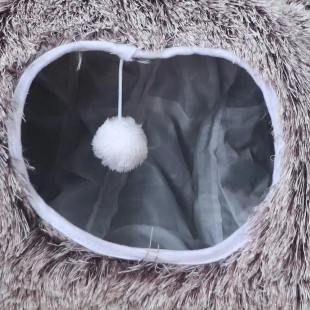 Tunnel donut en peluche pour chat avec balles suspendues – photo 6